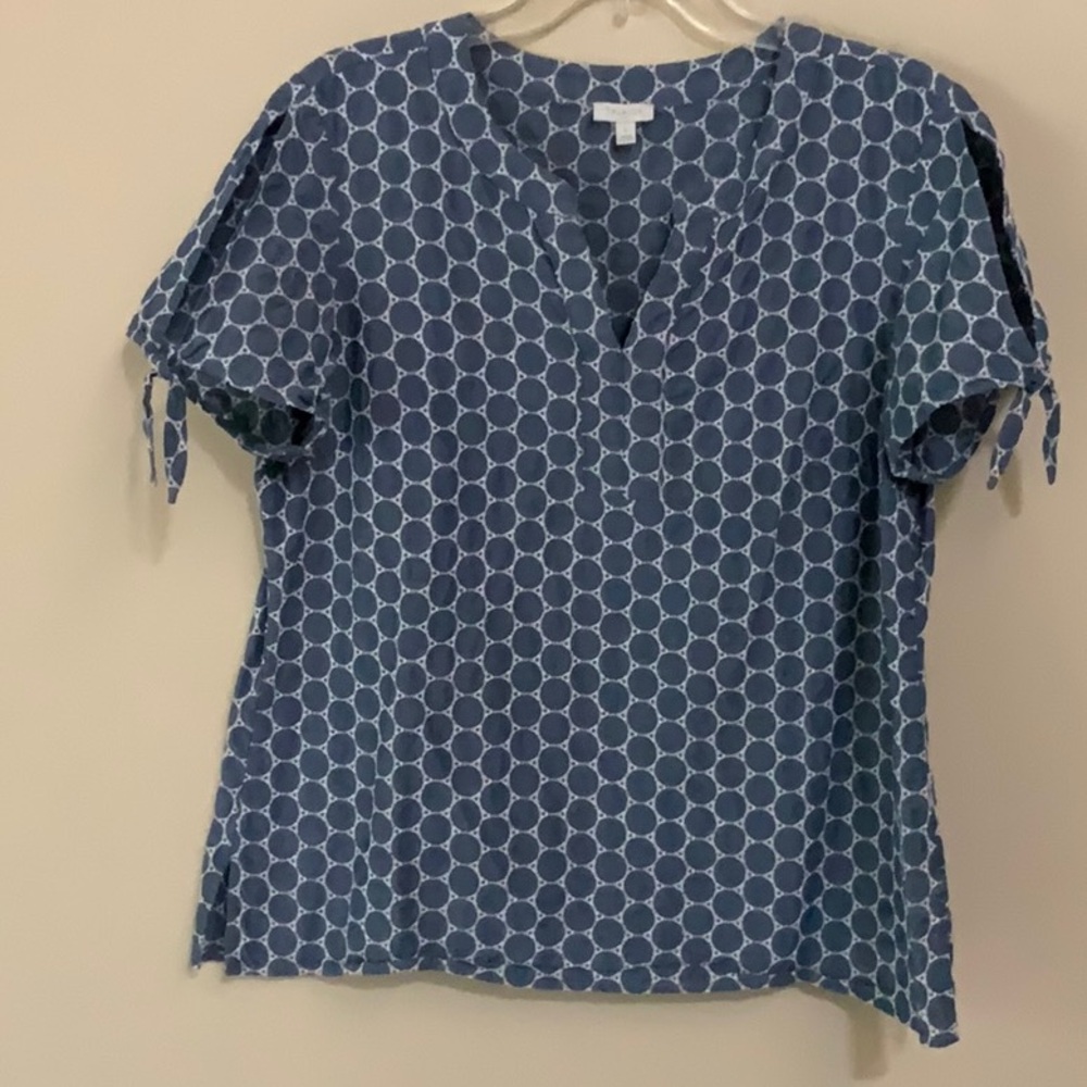 Talbots Blue Boxy Tie Sleeves Blouse